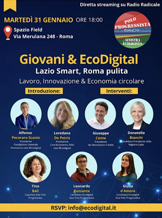 Giovani e Eco Digital. Lazio Smart, Roma pulita. Lavoro, innovazione e Economia circolare